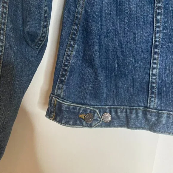 Lands End denim jacket womens size M 10/12 petite - Picture 7 of 8